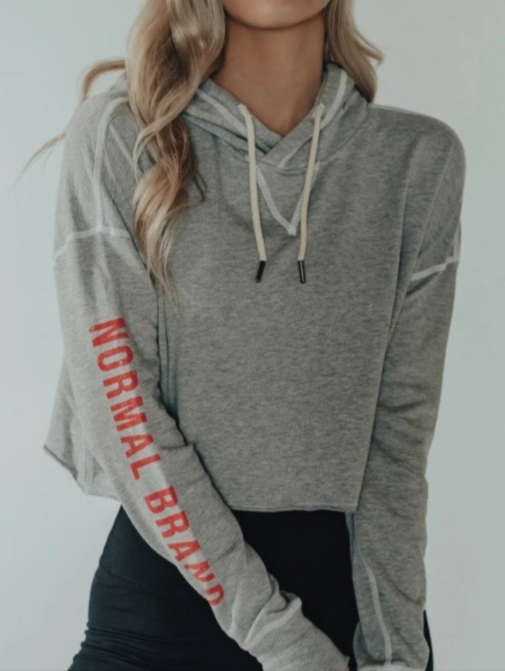 The Normal Brand Womens Gray Cropped Hoodie Size Xs Oversized